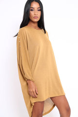 Mustard Pearl Detail Jumper Dress - Ammi-Dresses