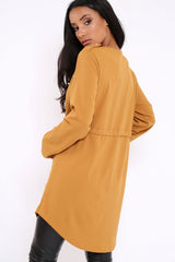 Mustard Pearl Detail Slouchy Jacket - Kylie-Jackets