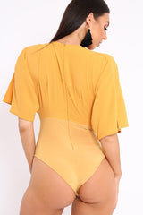 Mustard Plunge Bodysuit - Florence-Bodysuits