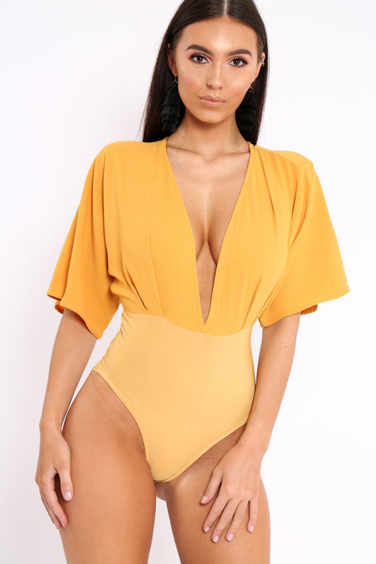 Mustard Plunge Bodysuit - Florence