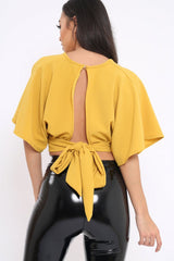 Mustard Plunge Crop Top - Suzanne-Crop Tops