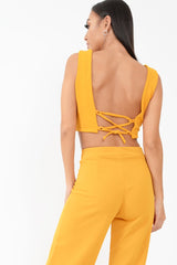 Mustard Plunge Tie Front Bralet - Brelee-Bralets