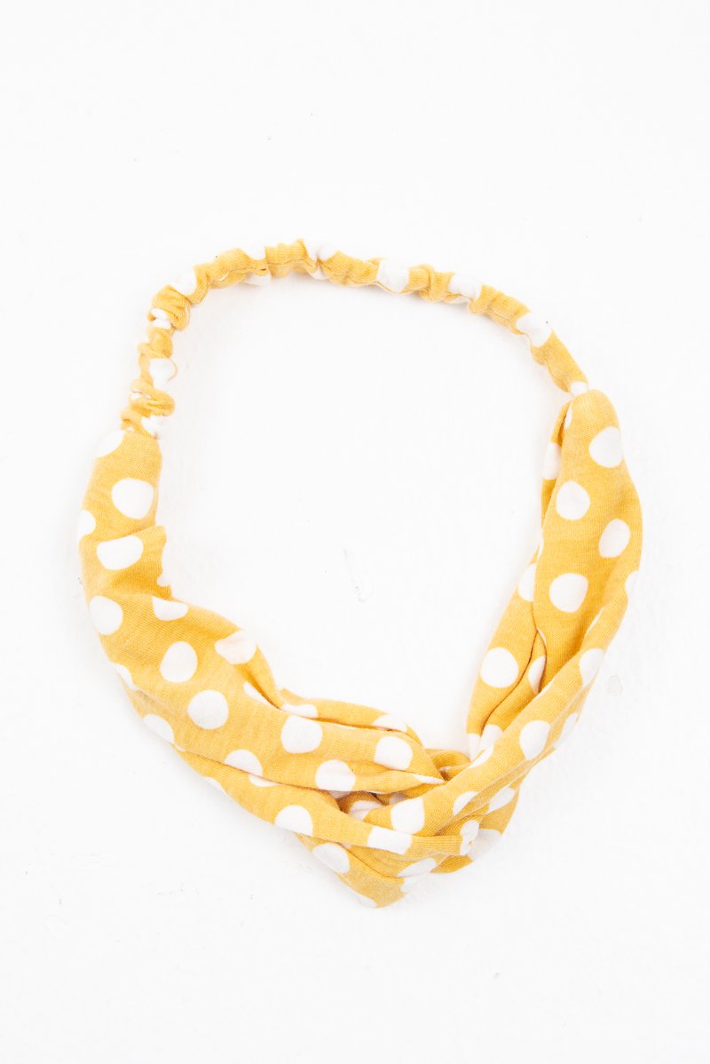 Mustard Polka Dot Twist Headband - Kentlee-Hair