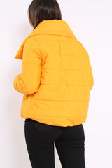 Mustard Puffer Jacket with Tie Front - Lolamae-Jackets