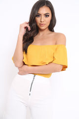 Mustard Ribbed Frill Bodysuit - Charl-Bodysuits