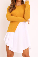 Mustard Ribbed Jumper Shirt Dress - Vita-Dresses