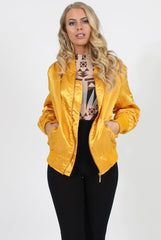 Mustard Satin Bomber Jacket - Neve-Jackets