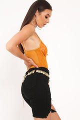 Mustard Sheer Lace Bodysuit - Katia-Bodysuits