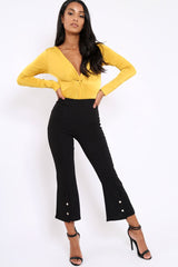 Mustard Slinky Twist Front Bodysuit - Gretchen-Bodysuits