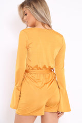 Mustard Slinky Wrap Front Playsuit - Sindy-Playsuits