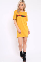 Mustard Stripe Front T Shirt Dress - Kamden-Dresses