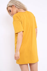Mustard Stripe Front T Shirt Dress - Kamden-Dresses