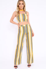 Mustard Striped Crop Top and Trousers Co-ord Set - Kimmy-Co-ords