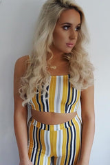 Mustard Striped Crop Top and Trousers Co-ord Set - Kimmy-Co-ords
