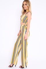 Mustard Striped Crop Top and Trousers Co-ord Set - Kimmy-Co-ords