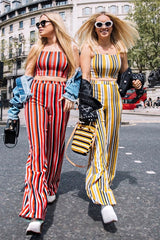 Mustard Striped Crop Top and Trousers Co-ord Set - Kimmy-Co-ords