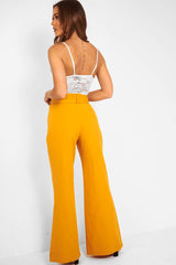 Mustard Tailored Wide Leg Belted Trousers - Chenelle-Trousers