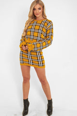 Mustard Tartan Frill Cuff Knit Jumper - Jarae-Jumper