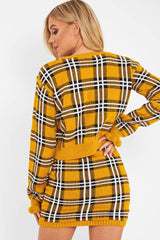Mustard Tartan Frill Cuff Knit Jumper - Jarae-Jumper