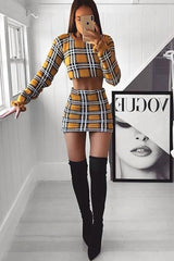 Mustard Tartan Frill Cuff Knit Jumper - Jarae-Jumper