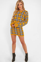 Mustard Tartan Knit Mini Skirt - Chantelle-Skirts