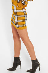 Mustard Tartan Knit Mini Skirt - Chantelle-Skirts