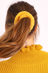 Mustard Teddy Hair Scrunchie - Bassy-Hair