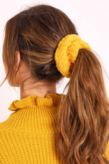 Mustard Teddy Hair Scrunchie - Bassy-Hair