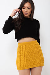 Mustard Thick Knit Bodycon Skirt - Kristy-Skirts