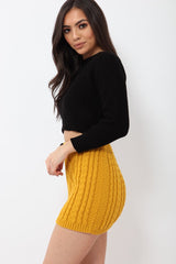 Mustard Thick Knit Bodycon Skirt - Kristy-Skirts