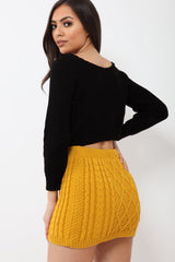 Mustard Thick Knit Bodycon Skirt - Kristy-Skirts
