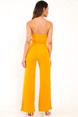 Mustard Tie Front Cut Out Jumpsuit - Jodee-Jumpsuits