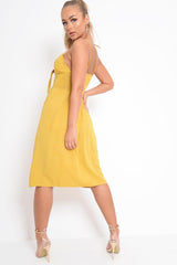 Mustard Tie Front Midi Dress - Onida-Dresses