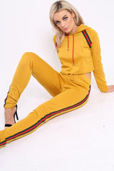 Mustard Tracksuit with Khaki and Red Side Stripe - Beatrix-Co-ords
