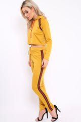Mustard Tracksuit with Khaki and Red Side Stripe - Beatrix-Co-ords