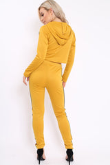 Mustard Tracksuit with Khaki and Red Side Stripe - Beatrix-Co-ords