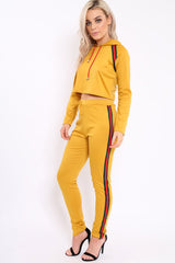 Mustard Tracksuit with Khaki and Red Side Stripe - Beatrix-Co-ords