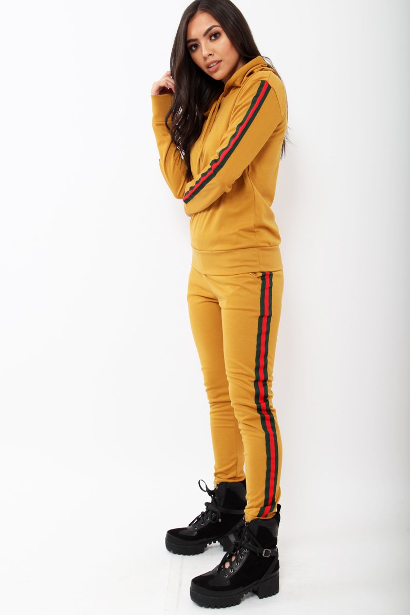 Mustard Tracksuit with Sports Trim - Misha-Loungewear