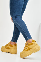 Mustard Two Tone Extreme Sole Chunky Trainers - Miara-Trainers