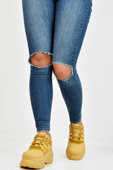 Mustard Two Tone Extreme Sole Chunky Trainers - Miara-Trainers