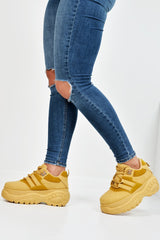 Mustard Two Tone Extreme Sole Chunky Trainers - Miara-Trainers
