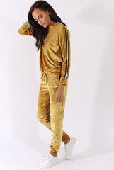 Mustard Velvet Stripe Tracksuit - Armani-Tracksuits