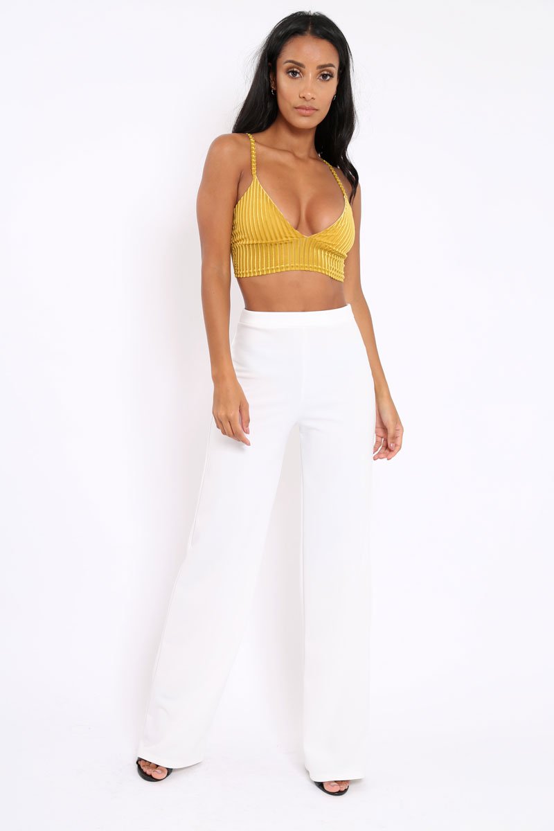 Mustard Velvet Striped Bralet - Elina-Co-ords