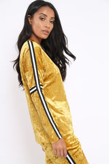 Mustard Velvet Striped Trim Co-ord Set - Beau-Co-ords