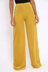 Mustard Velvet Striped Trousers - Trudy-Trousers