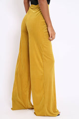 Mustard Velvet Striped Trousers - Trudy-Trousers