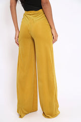 Mustard Velvet Striped Trousers - Trudy-Trousers