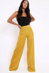 Mustard Velvet Striped Trousers - Trudy-Trousers