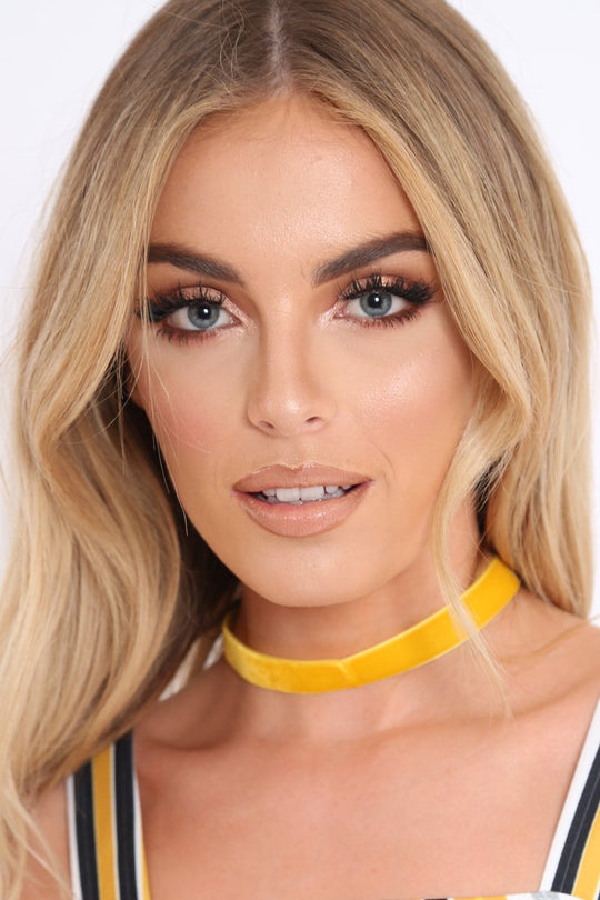 Mustard Velvet Thin Choker - Esra