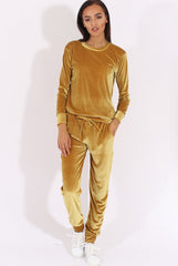 Mustard Velvet Tracksuit- Liv-Tracksuits